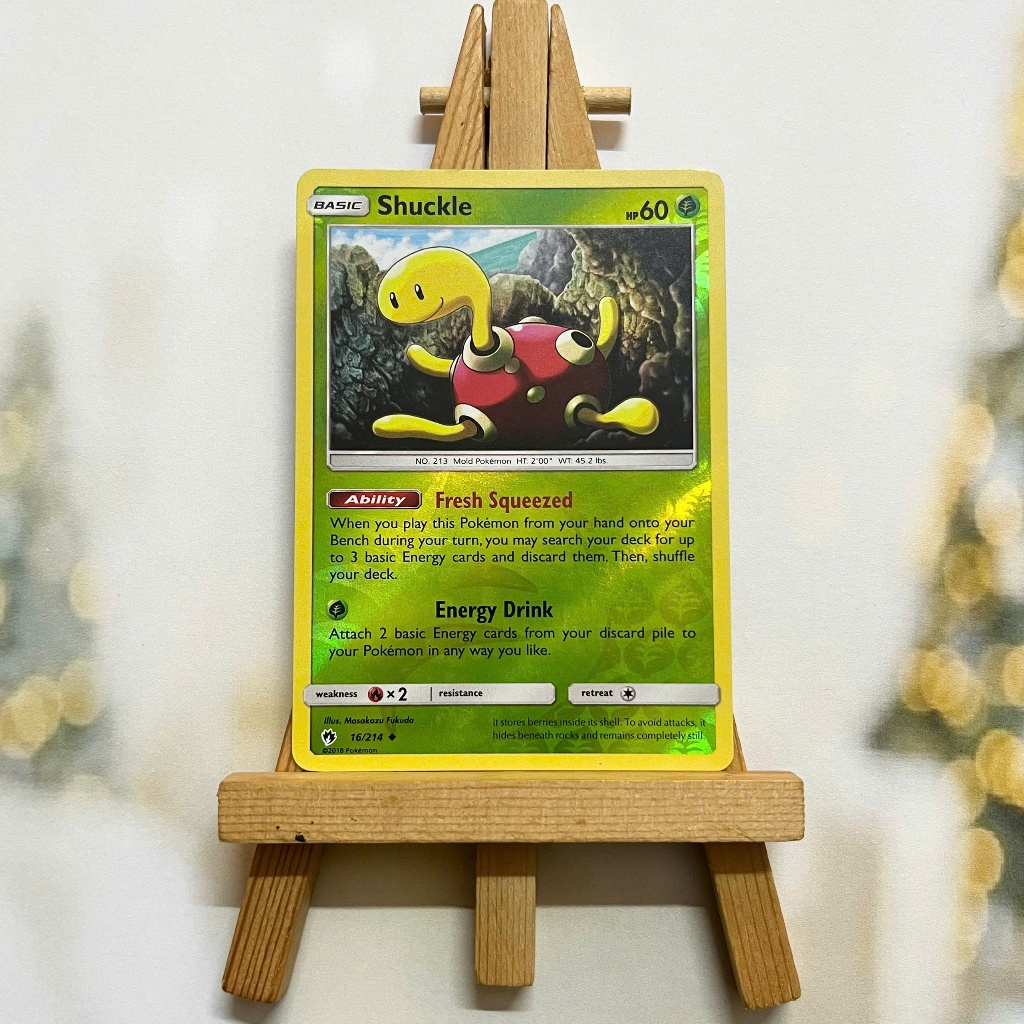 Thẻ hình Pokemon Shuckle 16/214 - Lá bài lẻ Sun & Moon Lost Thunder Uncommon Reverse Holo tiếng Anh chính hãng