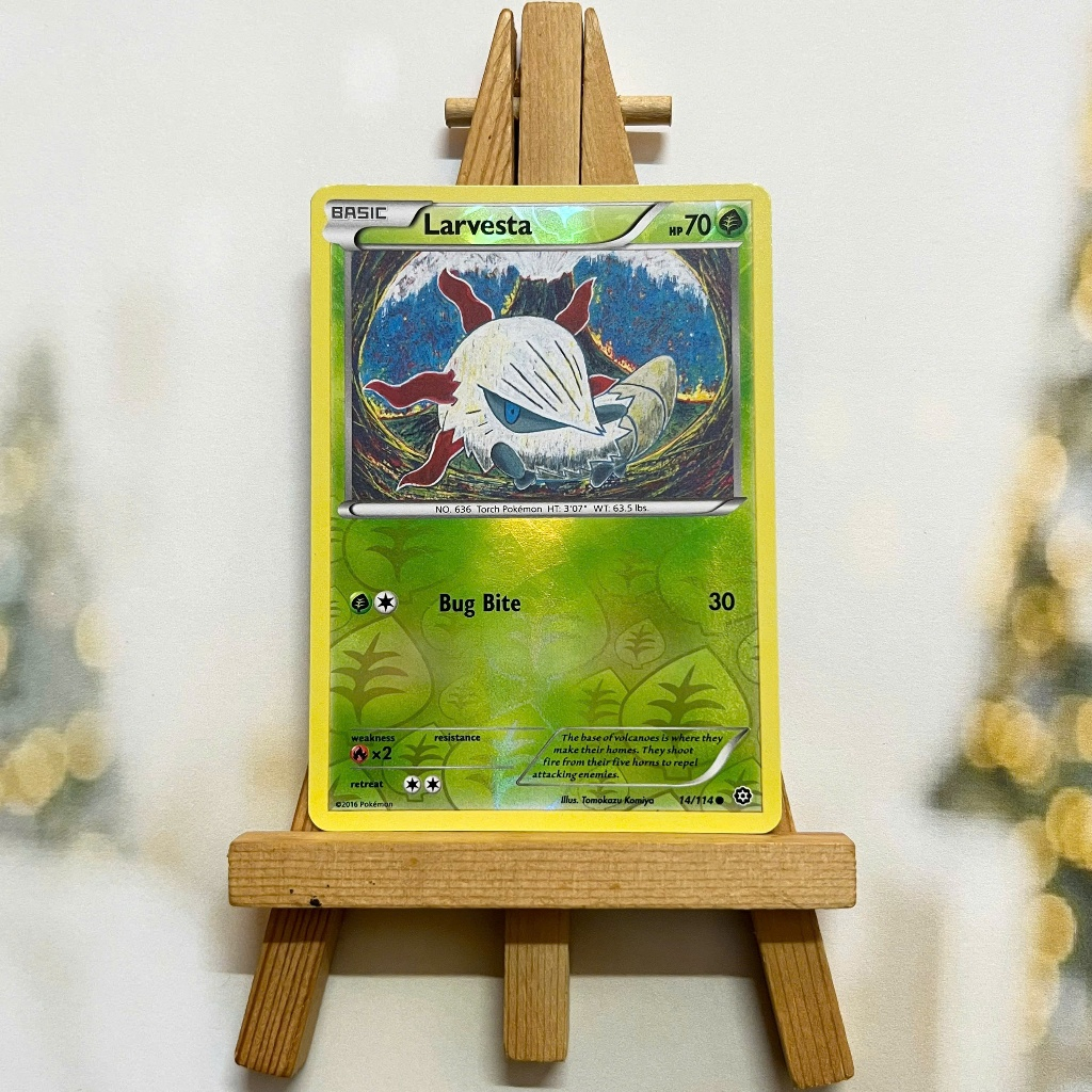 Thẻ hình Pokemon Larvesta 14/114 - Lá bài lẻ XY Steam Siege Common Reverse Holo tiếng Anh chính hãng