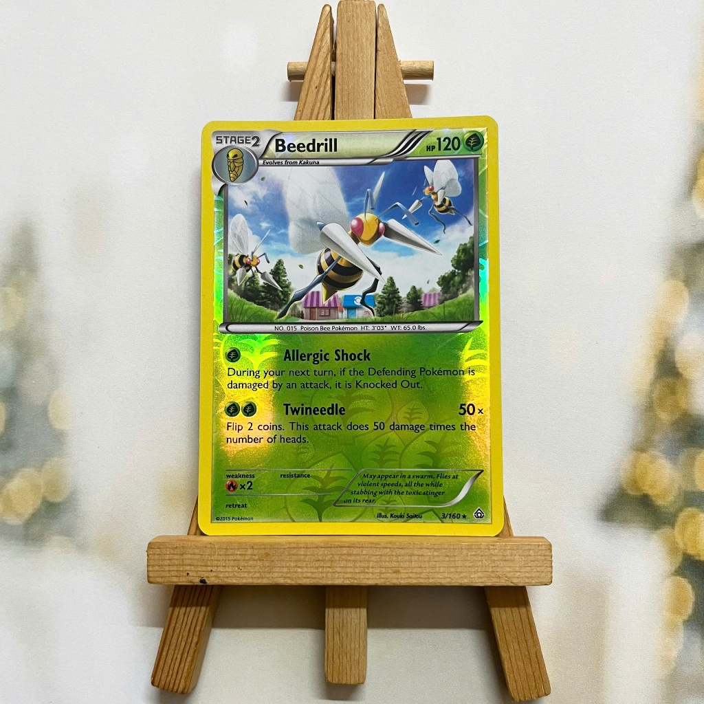 Thẻ hình Pokemon Beedrill 3/160 - Lá bài lẻ XY Primal Clash Rare Reverse Holo tiếng Anh chính hãng