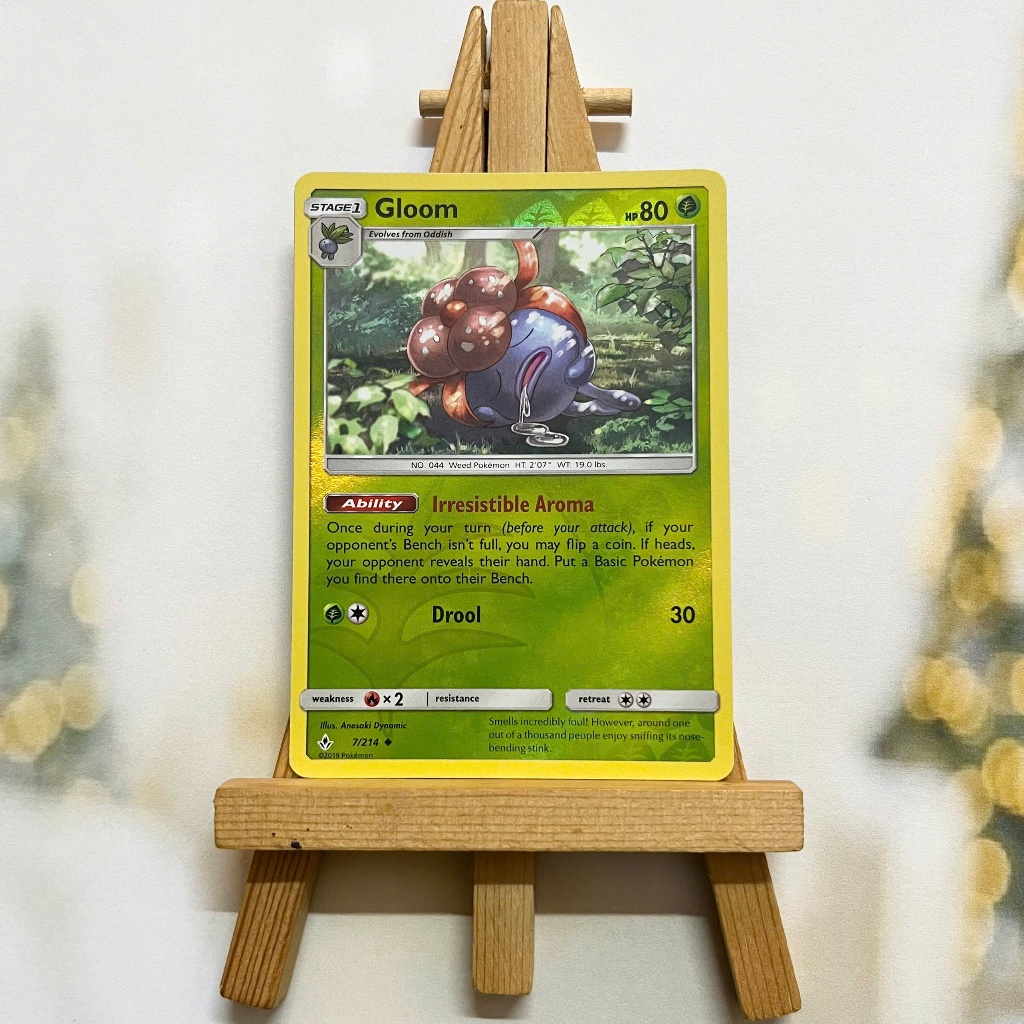 Thẻ hình Pokemon Gloom 7/214 - Lá bài lẻ Sun & Moon Unbroken Bonds Uncommon Reverse Holo tiếng Anh chính hãng