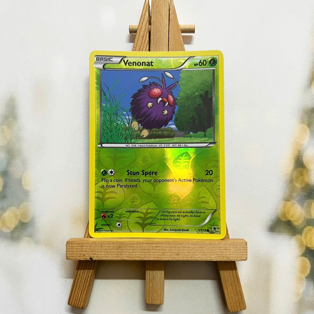 Thẻ hình Pokemon Venonat 1/119 - Lá bài lẻ XY Phantom Forces Common Reverse Holo tiếng Anh chính hãng