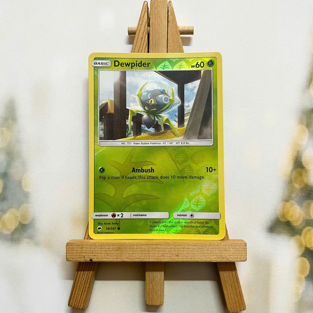 Thẻ hình Pokemon Dewpider 14/147 - Lá bài lẻ Sun & Moon Burning Shadows Common Reverse Holo tiếng Anh chính hãng