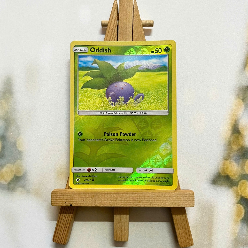 Thẻ hình Pokemon Oddish 4/147 - Lá bài lẻ Sun & Moon Burning Shadows Common Reverse Holo tiếng Anh chính hãng