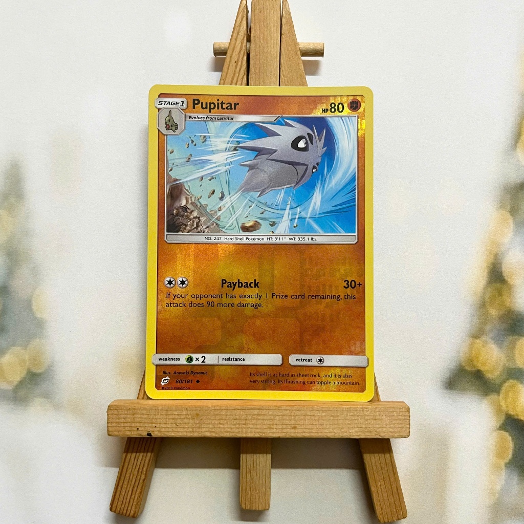 Thẻ hình Pokemon Pupitar 80/181 - Lá bài lẻ Sun & Moon Team Up Uncommon Reverse Holo tiếng Anh chính hãng