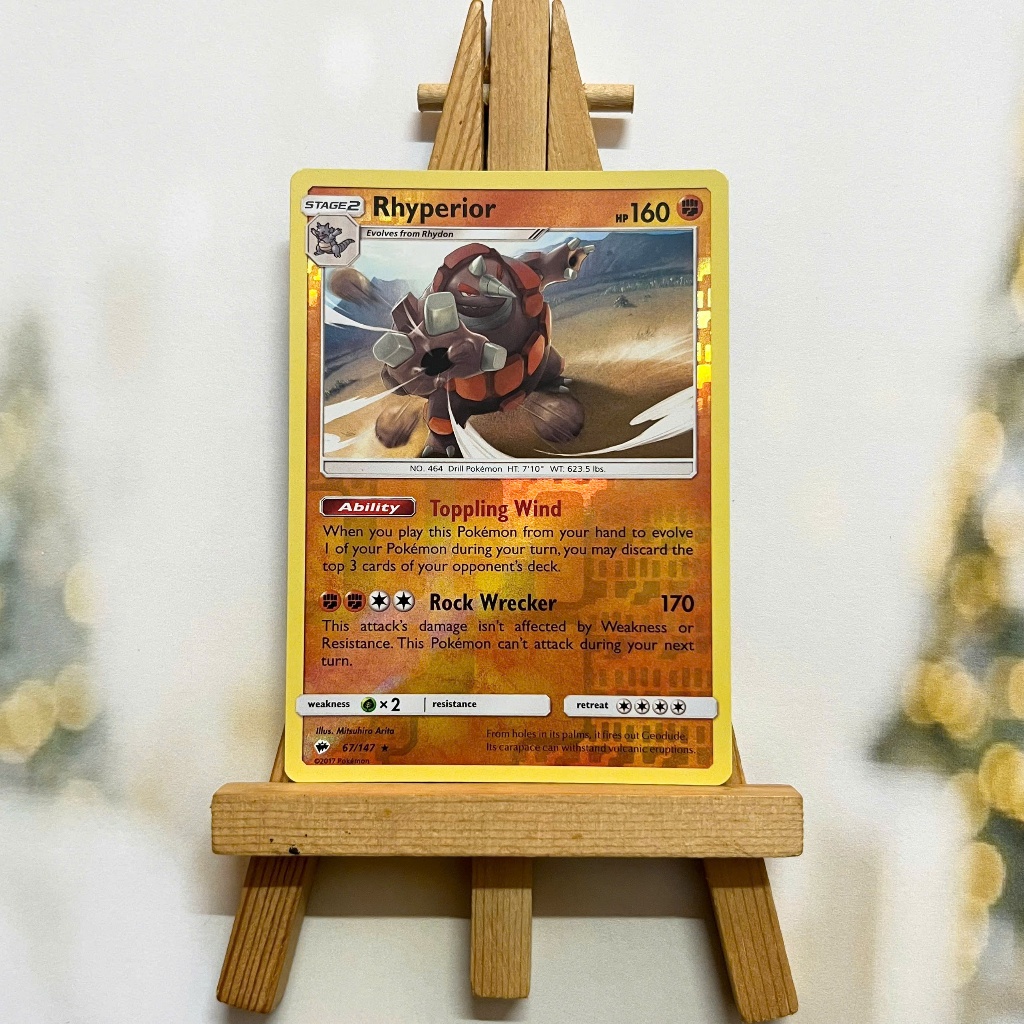 Thẻ hình Pokemon Rhyperior 67/147 - Lá bài lẻ Sun & Moon Burning Shadows Rare Reverse Holo tiếng Anh chính hãng