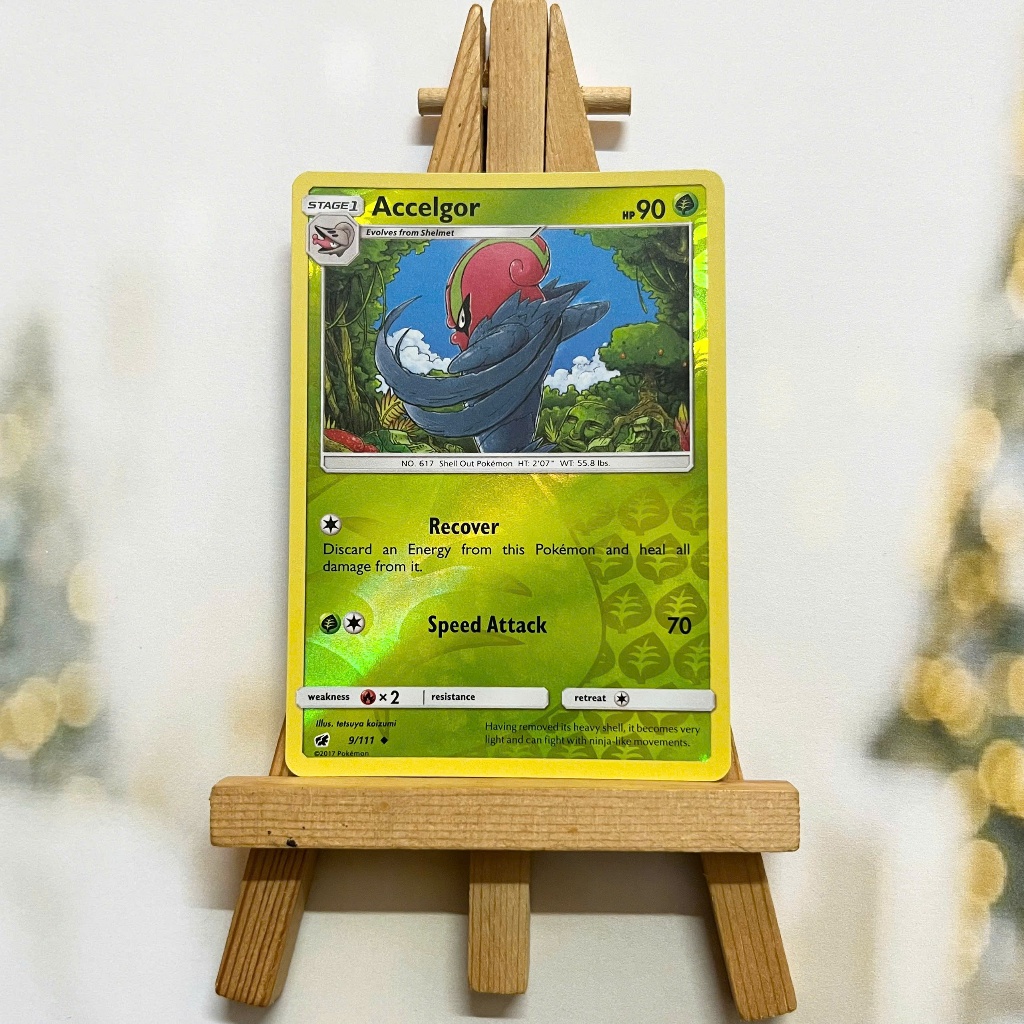 Thẻ hình Pokemon Accelgor 9/111 - Lá bài lẻ Sun & Moon Crimson Invasion Uncommon Reverse Holo tiếng Anh chính hãng
