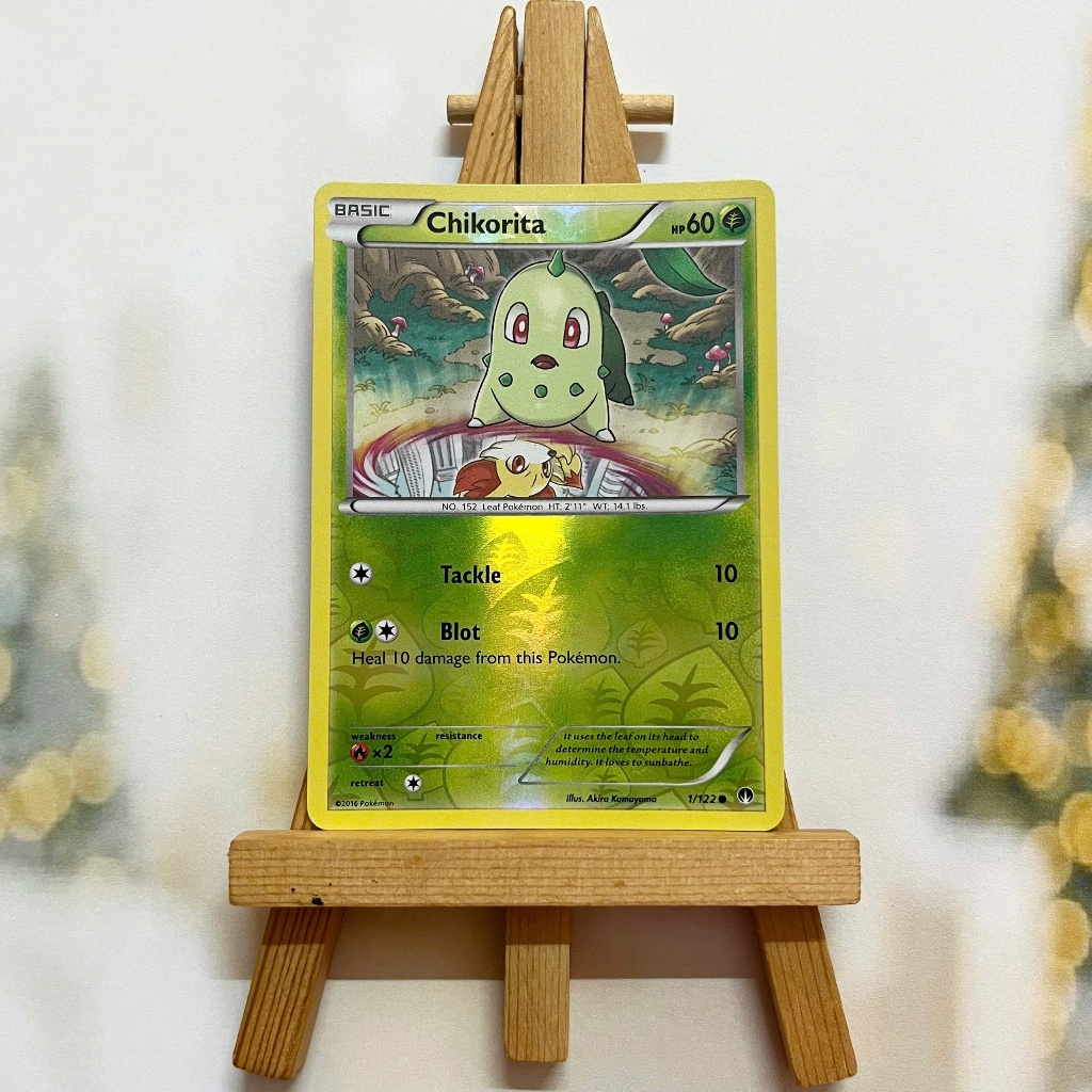 Thẻ hình Pokemon Chikorita 1/122 - Lá bài lẻ XY Breakpoint Common Reverse Holo tiếng Anh chính hãng