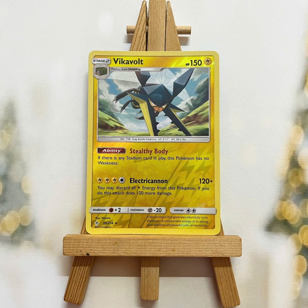 Thẻ hình Pokemon Vikavolt 59/214 - Lá bài lẻ Sun & Moon Unbroken Bonds Rare Reverse Holo tiếng Anh chính hãng