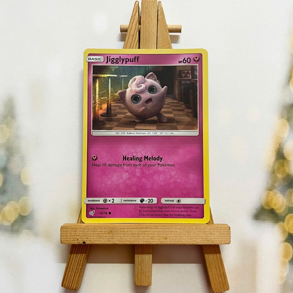 Thẻ hình Pokemon Jigglypuff 14/18 - Lá bài lẻ Sun Moon Detective Pikachu Holo tiếng Anh chính hãng