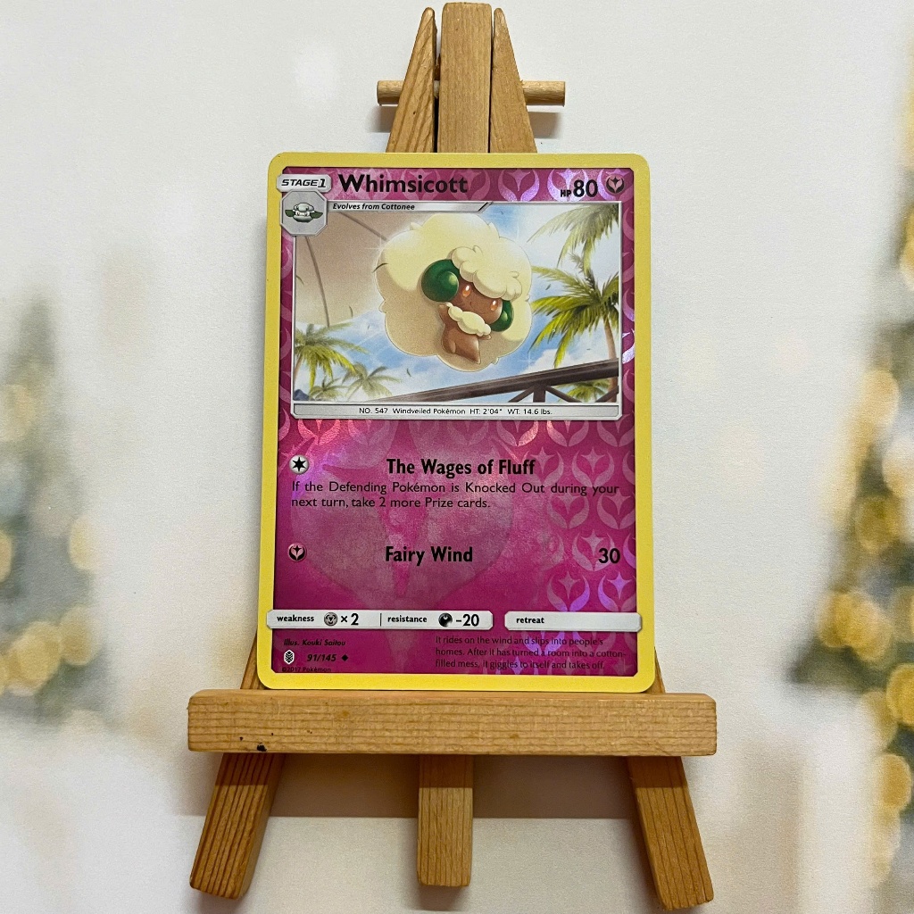 Thẻ hình Pokemon Whimsicott 91/145 - Lá bài lẻ Sun & Moon Guardians Rising Uncommon Reverse Holo tiếng Anh chính hãng