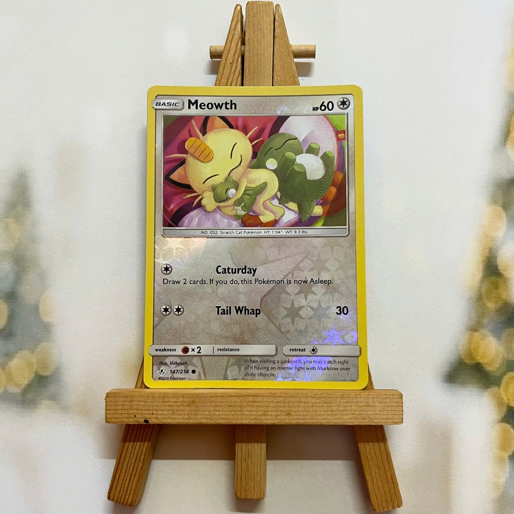 Thẻ hình Pokemon Meowth 147/214 - Lá bài lẻ Sun & Moon Unbroken Bonds Common Reverse Holo tiếng Anh chính hãng