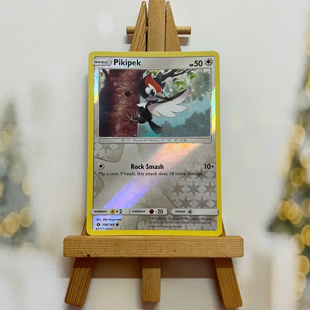 Thẻ hình Pokemon Pikipek 106/149 - Lá bài lẻ Sun & Moon Base Set Common Reverse Holo tiếng Anh chính hãng