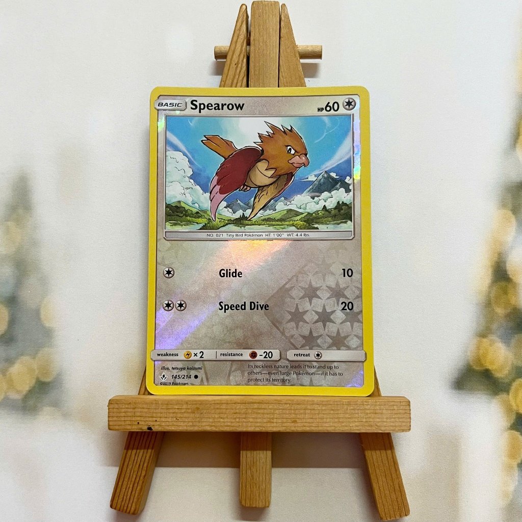 Thẻ hình Pokemon Spearow 145/214 - Lá bài lẻ Sun & Moon Unbroken Bonds Common Reverse Holo tiếng Anh chính hãng