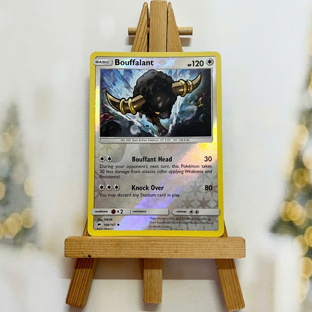 Thẻ hình Pokemon Bouffalant 108/147 - Lá bài lẻ Sun & Moon Burning Shadows Uncommon Reverse Holo tiếng Anh chính hãng
