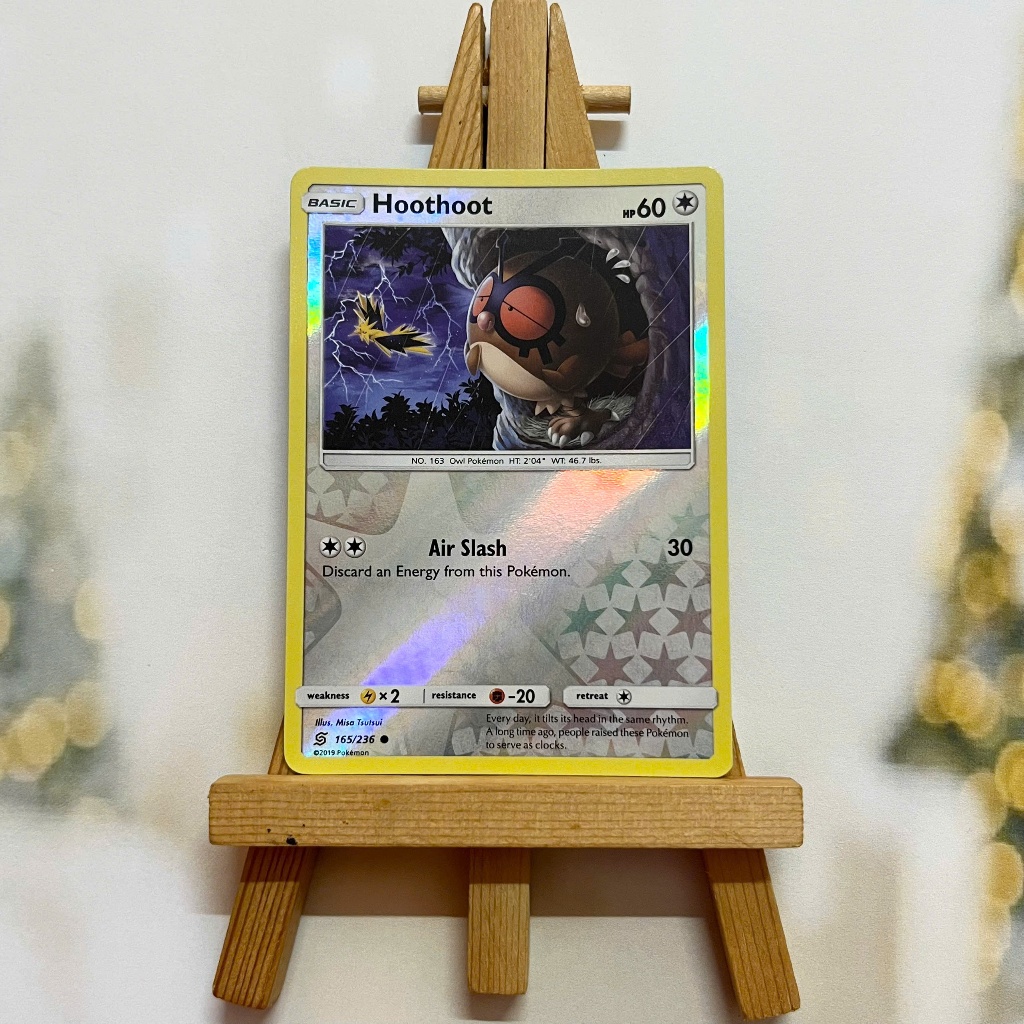 Thẻ hình Pokemon Hoothoot 165/236 - Lá bài lẻ Sun & Moon Unified Minds Common Reverse Holo tiếng Anh chính hãng