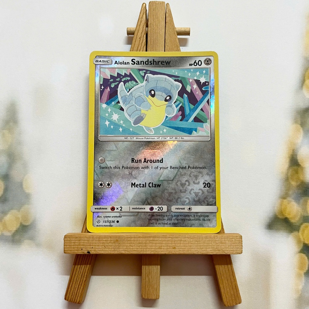 Thẻ hình Pokemon Alolan Sandshrew 137/236 - Lá bài lẻ Sun & Moon Cosmic Eclipse Common Reverse Holo tiếng Anh chính hãng