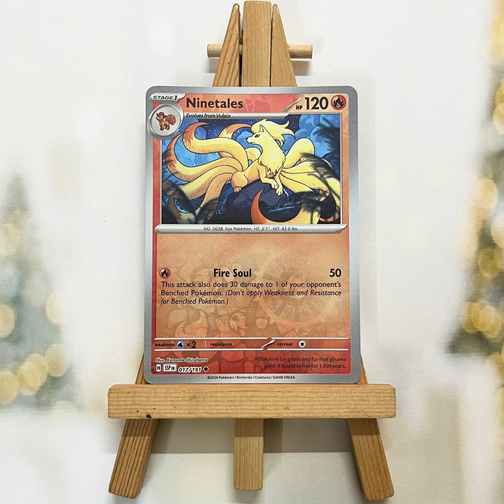 Thẻ hình Pokemon Ninetales 017/191 - Lá bài lẻ Surging Sparks Uncommon Reverse Holo tiếng Anh chính hãng