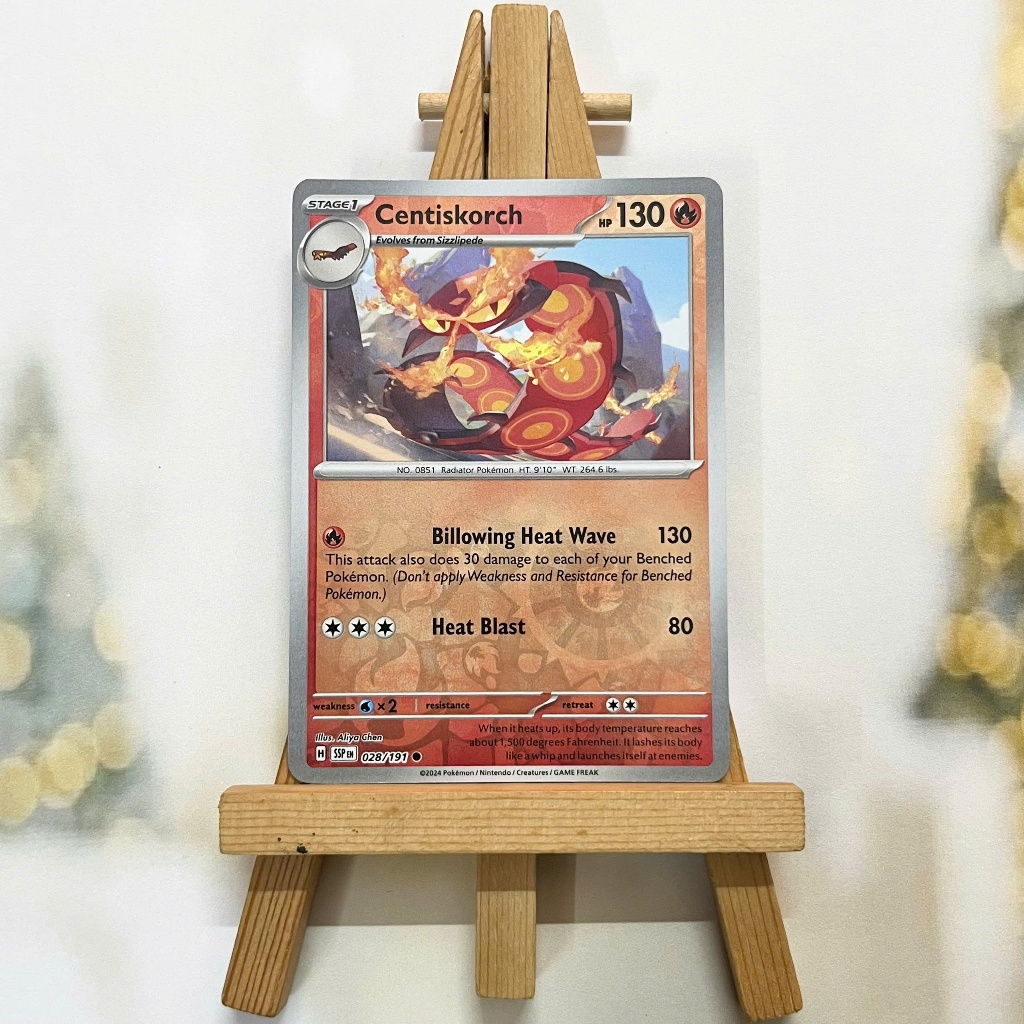 Thẻ hình Pokemon Centiskorch 028/191 - Lá bài lẻ Surging Sparks Common Reverse Holo tiếng Anh chính hãng
