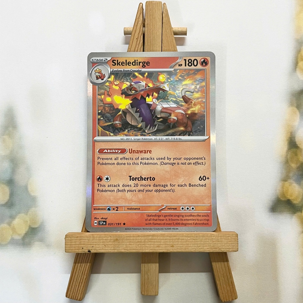 Thẻ hình Pokemon Skeledirge 031/191 - Lá bài lẻ Surging Sparks Reverse Holo Rare tiếng Anh chính hãng