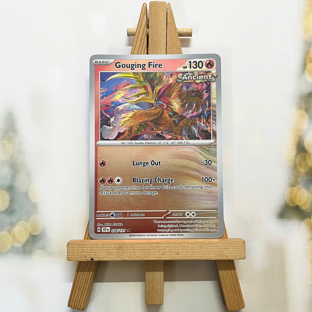 Thẻ hình Pokemon Gouging Fire 038/191 - Lá bài lẻ Surging Sparks Reverse Holo Rare tiếng Anh chính hãng