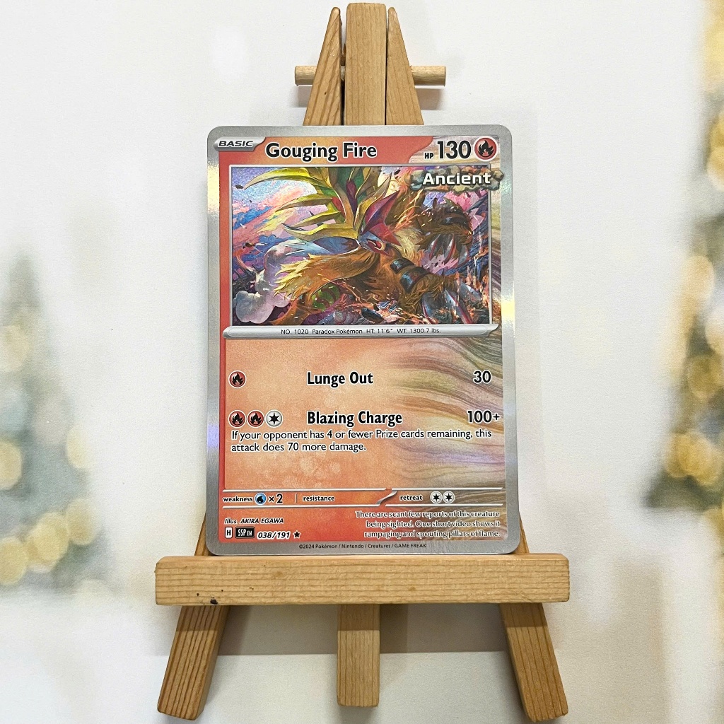 Thẻ hình Pokemon Gouging Fire 038/191 - Lá bài lẻ Surging Sparks Reverse Holo Rare tiếng Anh chính hãng