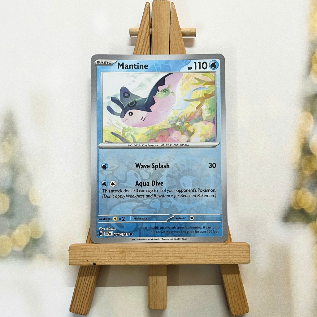 Thẻ hình Pokemon Mantine 040/191 - Lá bài lẻ Surging Sparks Common Reverse Holo tiếng Anh chính hãng