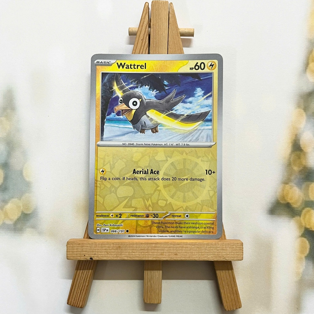 Thẻ hình Pokemon Wattrel 066/191 - Lá bài lẻ Surging Sparks Common Reverse Holo tiếng Anh chính hãng