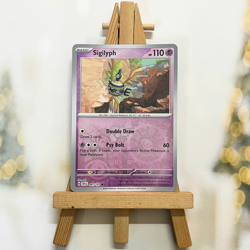 Thẻ hình Pokemon Sigilyph 081/191 - Lá bài lẻ Surging Sparks Common Reverse Holo tiếng Anh chính hãng