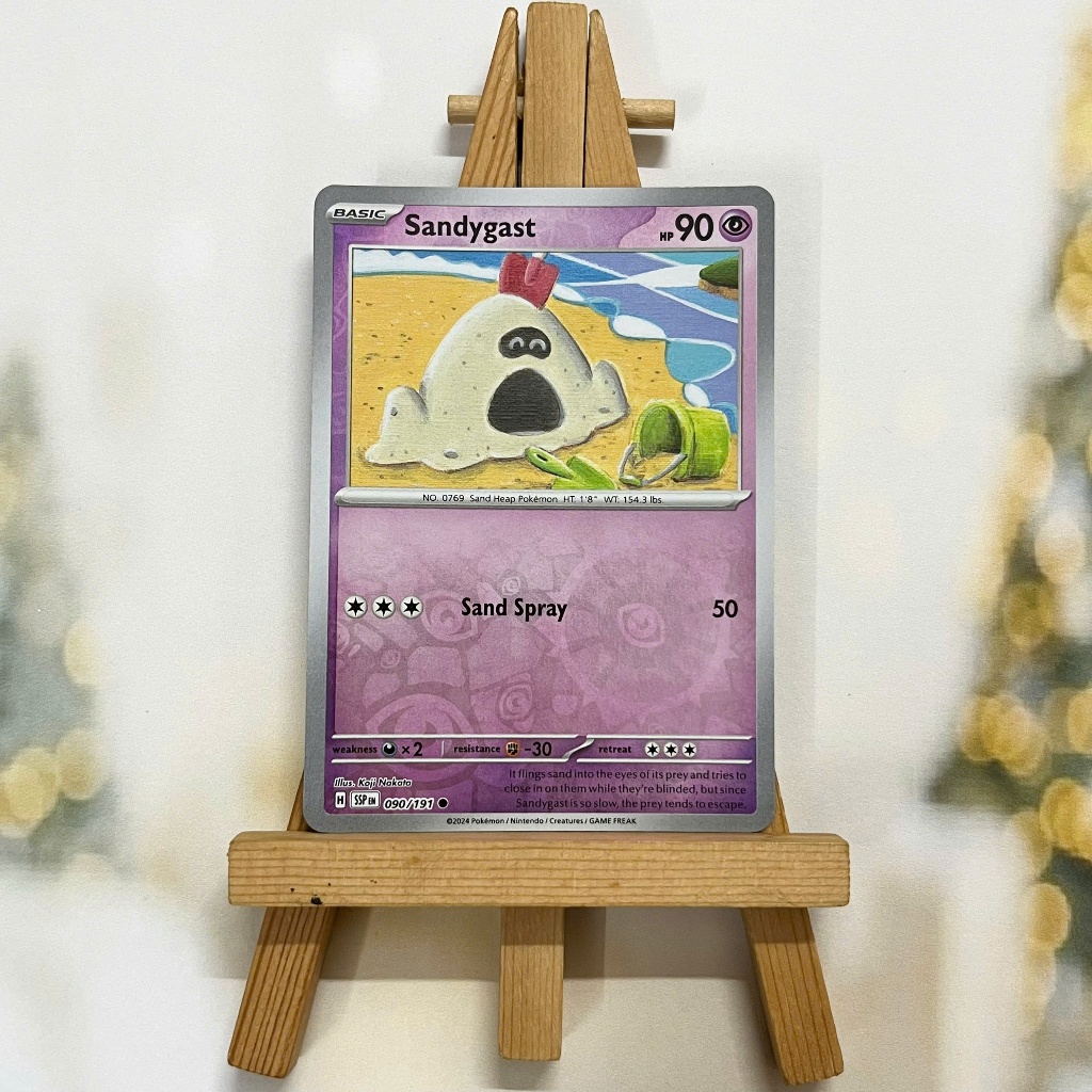 Thẻ hình Pokemon Sandygast 090/191 - Lá bài lẻ Surging Sparks Common Reverse Holo tiếng Anh chính hãng
