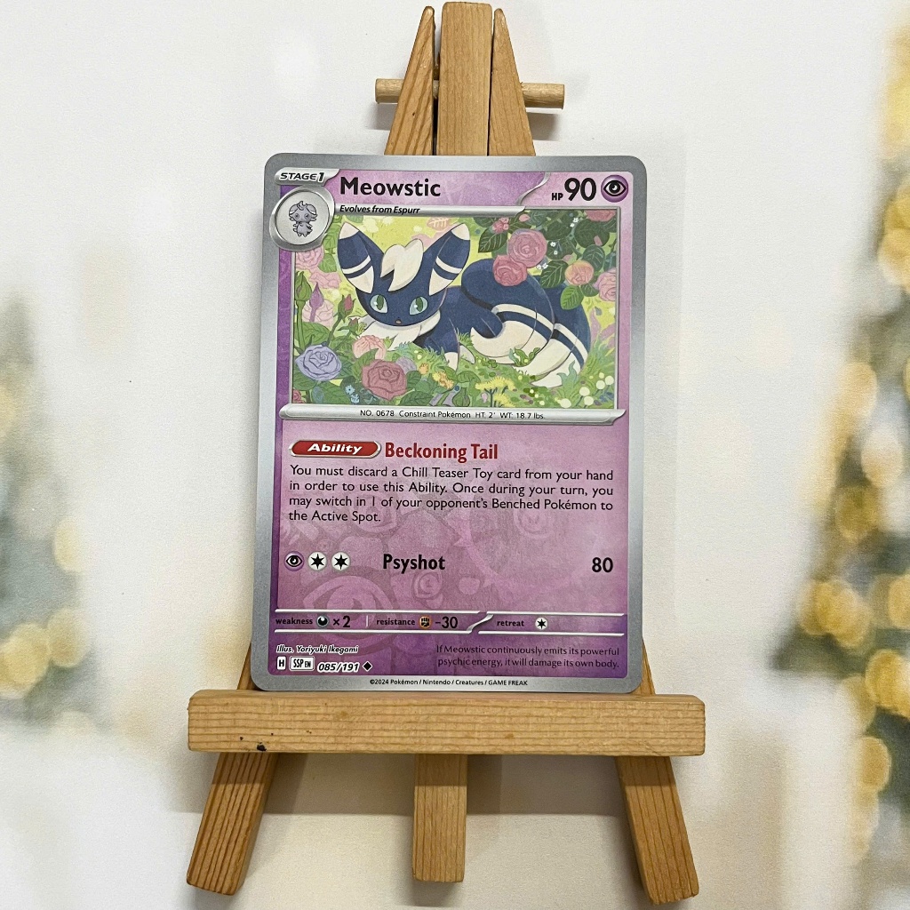 Thẻ hình Pokemon Meowstic 085/191 - Lá bài lẻ Surging Sparks Uncommon Reverse Holo tiếng Anh chính hãng