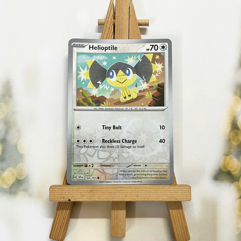 Thẻ hình Pokemon Helioptile 154/191 - Lá bài lẻ Surging Sparks Common Reverse Holo tiếng Anh chính hãng