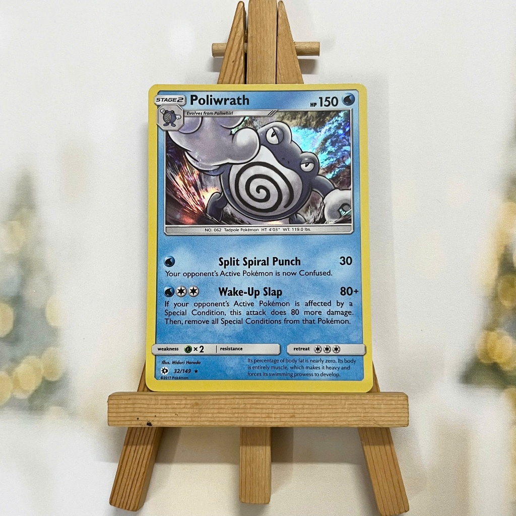 Thẻ hình Pokemon Poliwrath 32/149 - Lá bài lẻ Sun & Moon Base Set Holo Rare tiếng Anh chính hãng