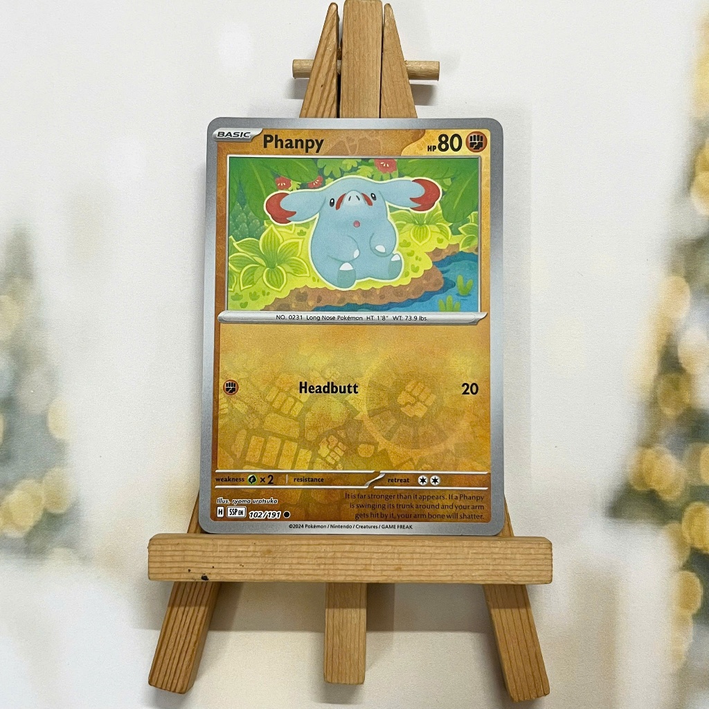 Thẻ hình Pokemon Phanpy 102/191 - Lá bài lẻ Surging Sparks Common Reverse Holo tiếng Anh chính hãng