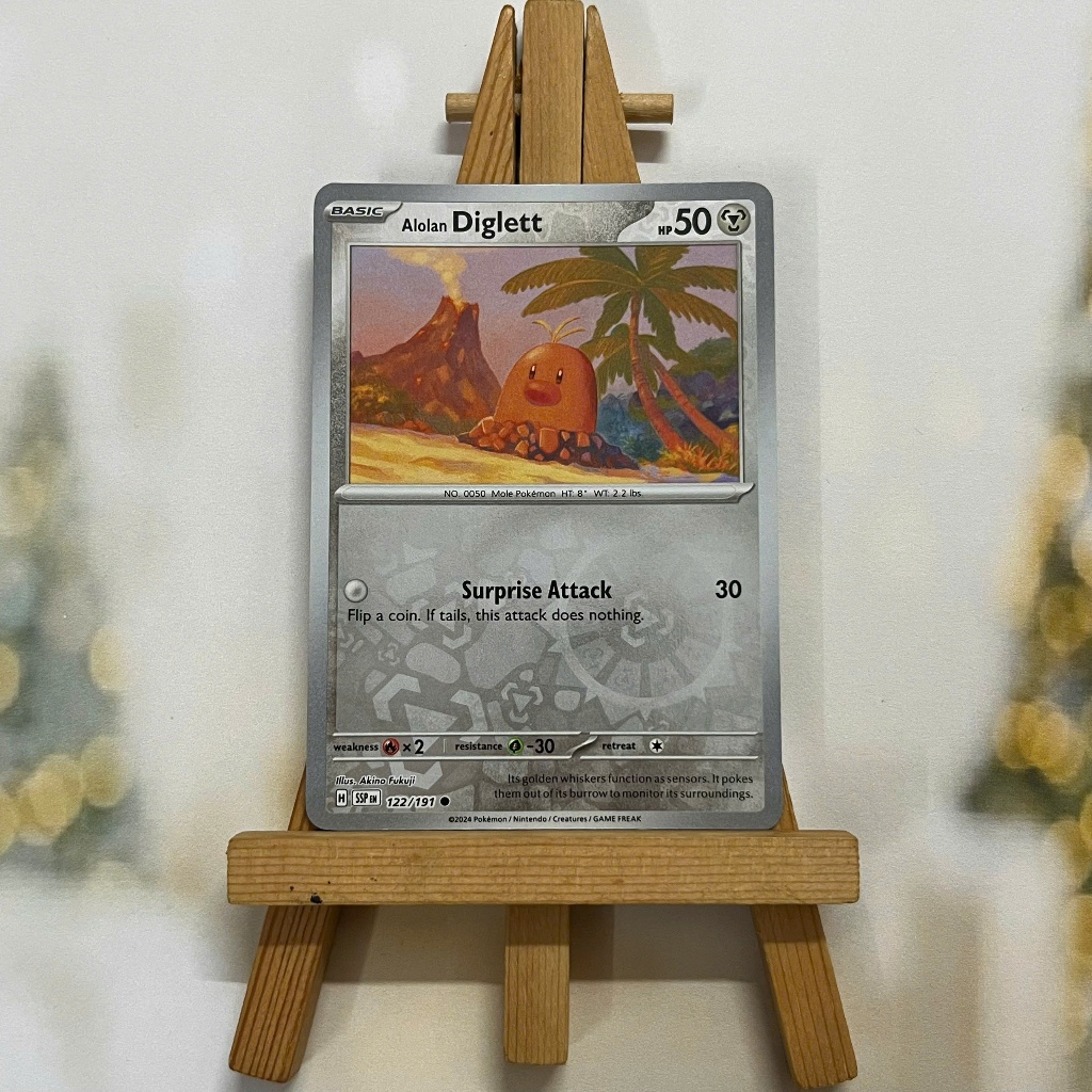 Thẻ hình Pokemon Alolan Diglett 122/191 - Lá bài lẻ Surging Sparks Common Reverse Holo tiếng Anh chính hãng