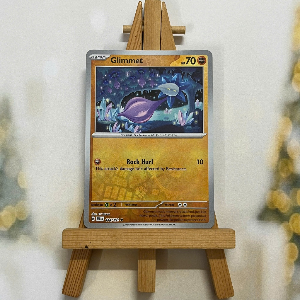 Thẻ hình Pokemon Glimmet 114/191 - Lá bài lẻ Surging Sparks Common Reverse Holo tiếng Anh chính hãng