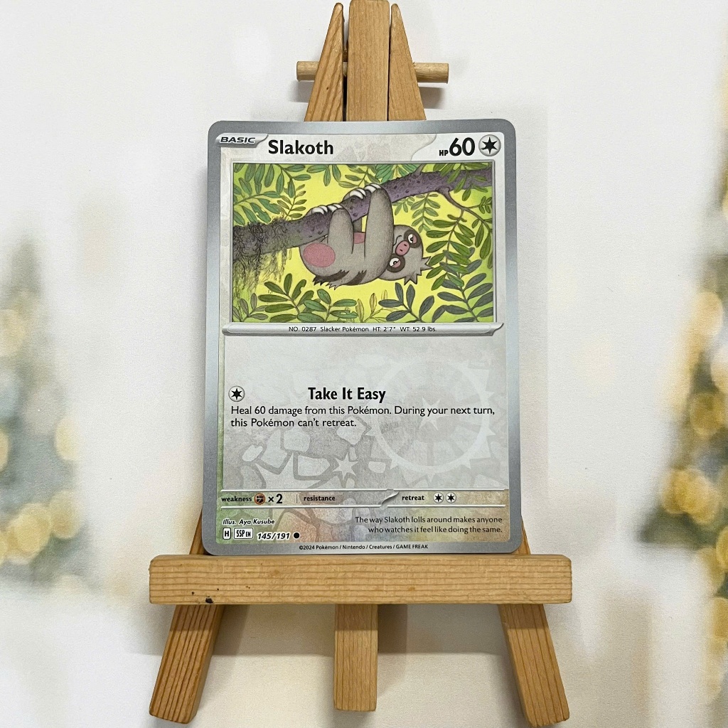 Thẻ hình Pokemon Slakoth 145/191 - Lá bài lẻ Surging Sparks Common Reverse Holo tiếng Anh chính hãng