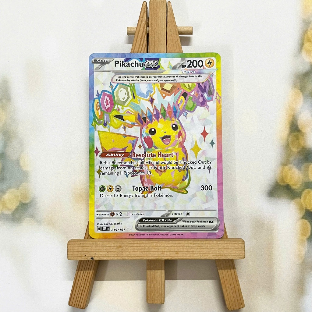Thẻ hình Pokemon Pikachu ex 219/191 - Lá bài lẻ Surging Sparks Full Art Secret Rare tiếng Anh chính hãng