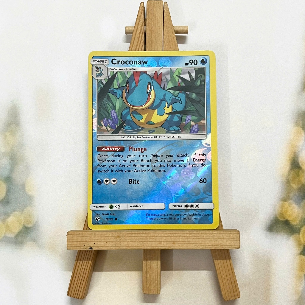 Thẻ hình Pokemon Croconaw 19/73 - Lá bài lẻ Shining Legends Common Reverse Holo tiếng Anh chính hãng