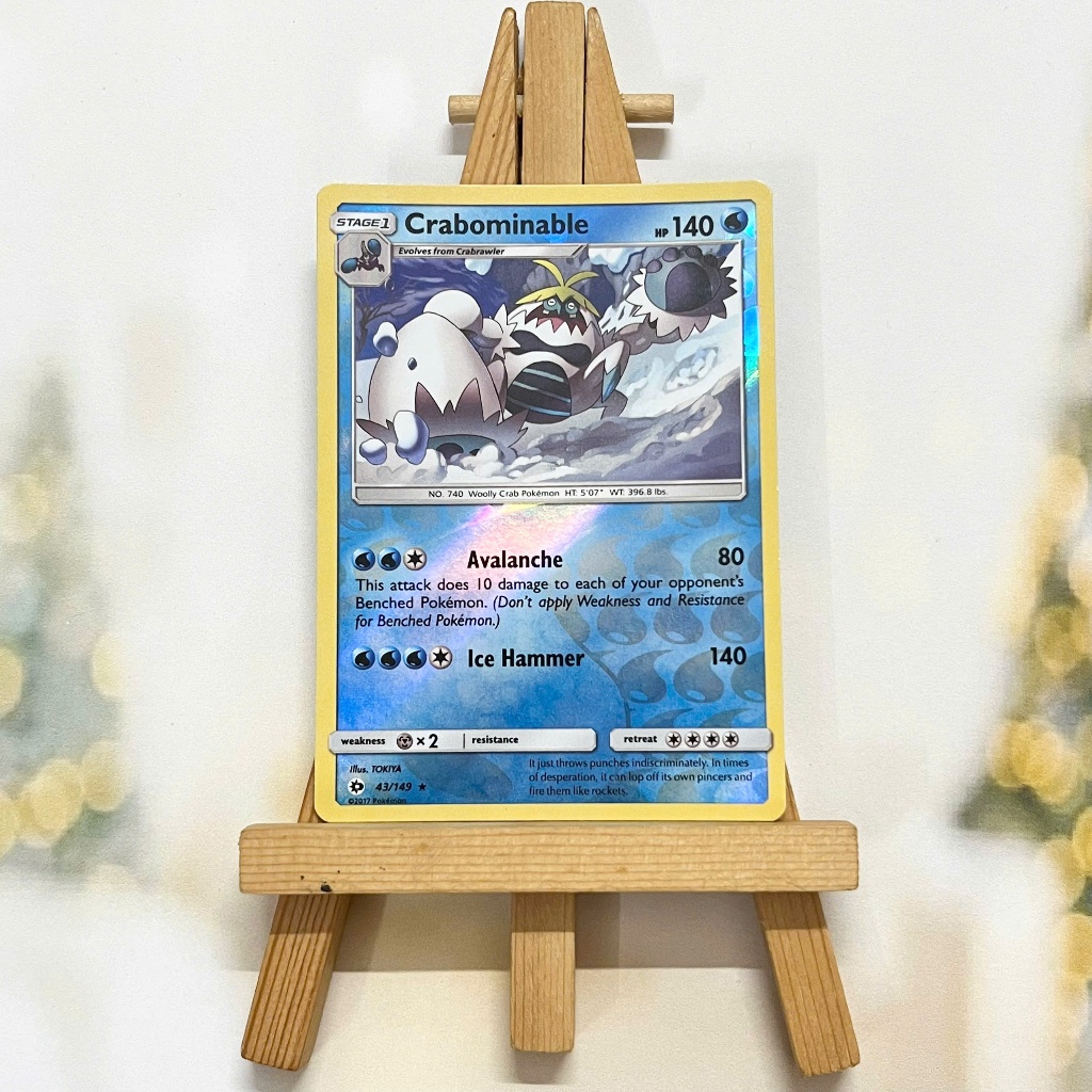 Thẻ hình Pokemon Crabominable 43/149 - Lá bài lẻ Sun & Moon (Base Set) Rare Reverse Holo tiếng Anh chính hãng