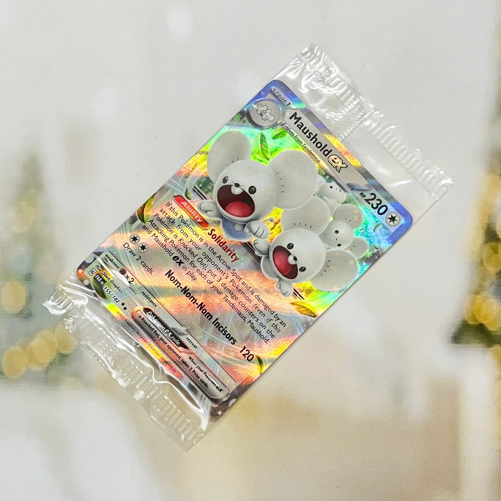 Thẻ hình Pokemon Maushold ex 155/182 (Seal)  - Lá bài lẻ Ultra Rare tiếng Anh chính hãng