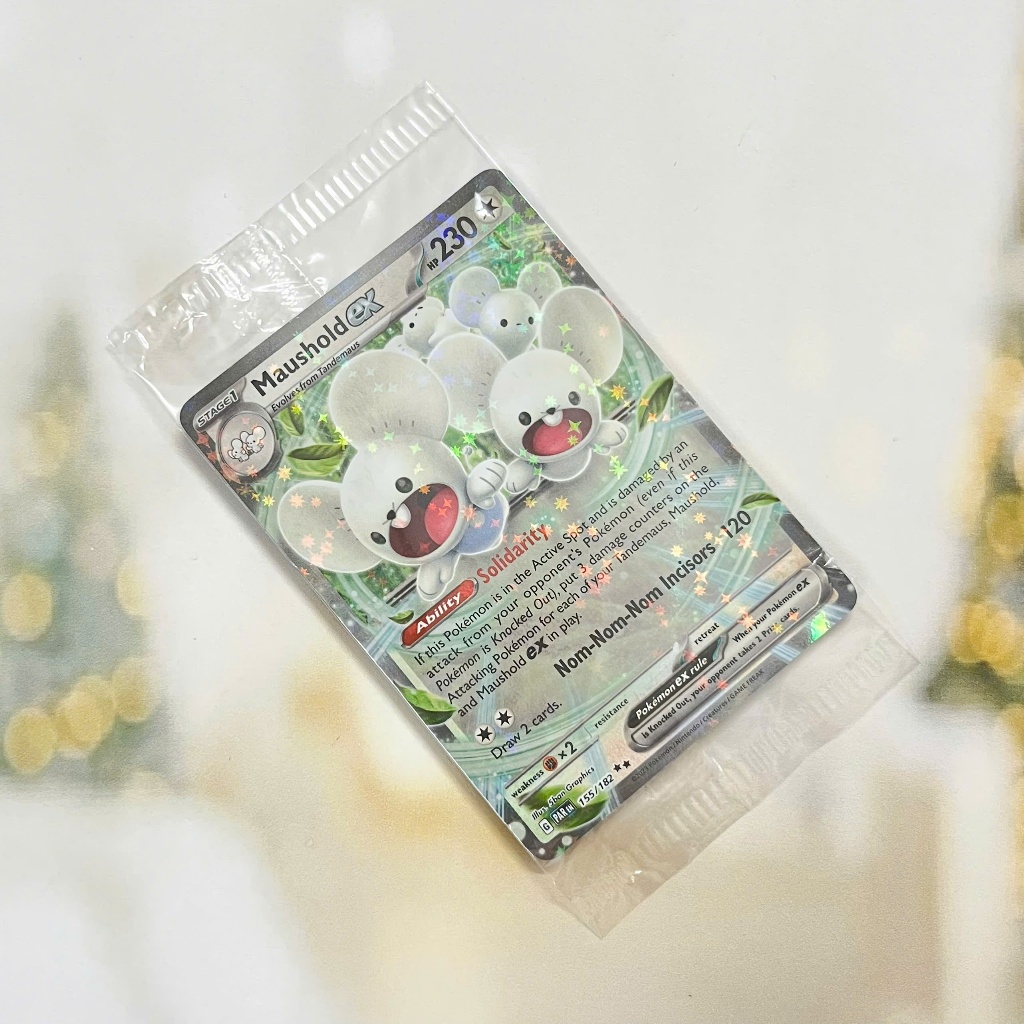 Thẻ hình Pokemon Maushold ex 155/182 (Seal)  - Lá bài lẻ Ultra Rare tiếng Anh chính hãng