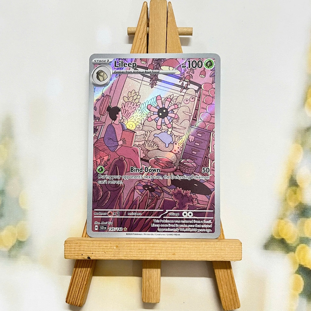 Thẻ hình Pokemon Lileep 145/142 - Lá bài lẻ Stellar Crown Illustration Rare tiếng Anh chính hãng
