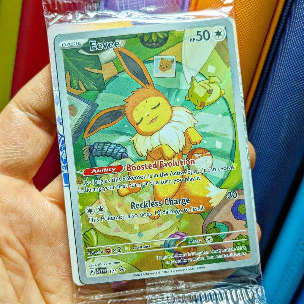 Thẻ hình Pokemon Eevee SVP173 (seal) - Lá bài lẻ Scarlet & Violet Illustration Rare Promo tiếng Anh chính hãng
