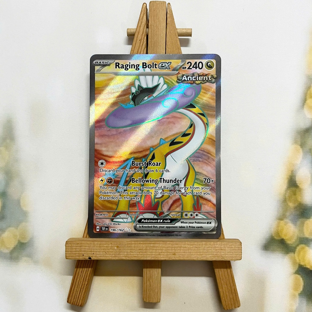 Thẻ hình Pokemon Raging Bolt ex 196/162 - Lá bài lẻ Temporal Forces Full Art Secret Rare tiếng Anh chính hãng