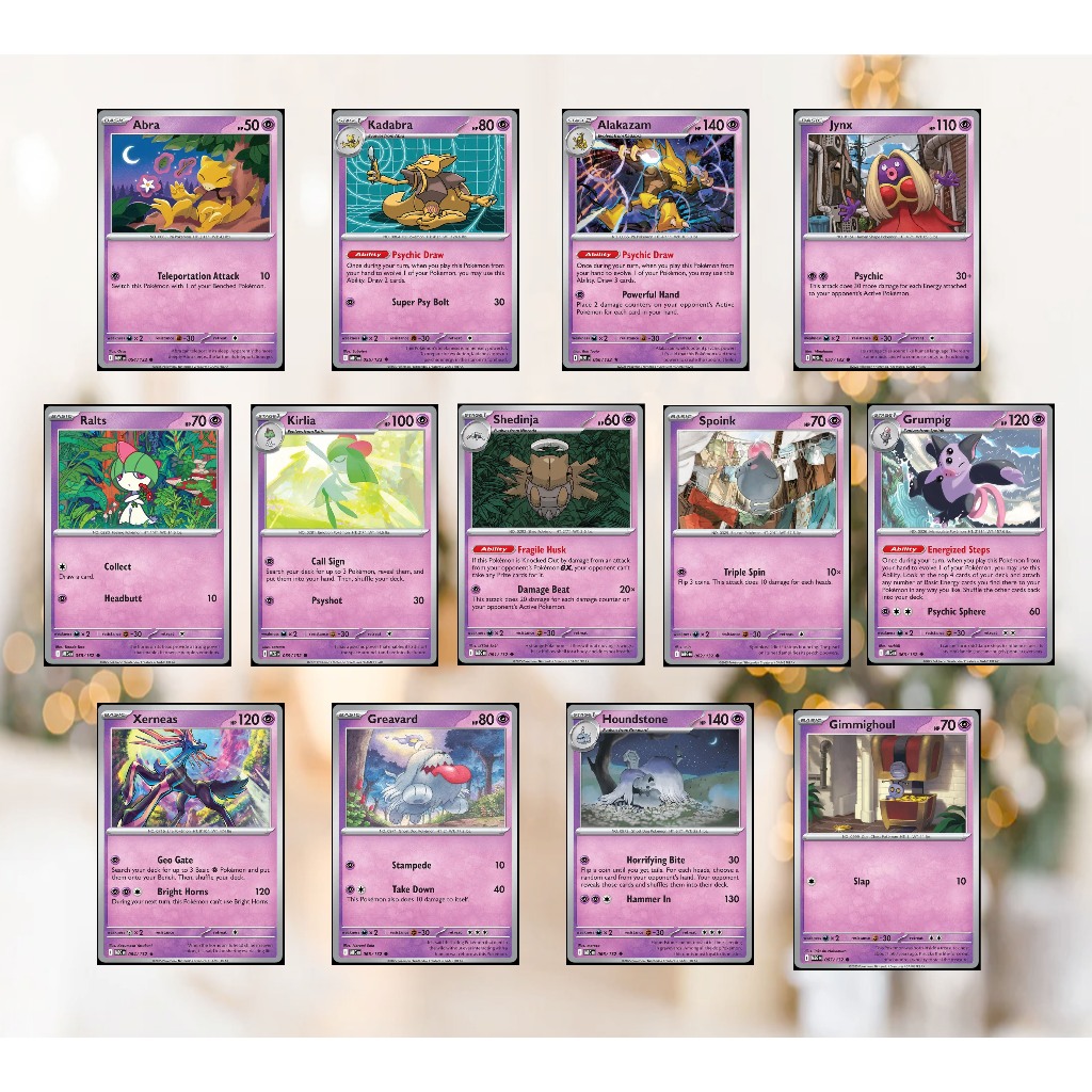 [Reverse 132- Psychic] Thẻ hình Pokemon Hệ tâm linh từ Mega Evolution Base Set Reverse Holo tiếng Anh