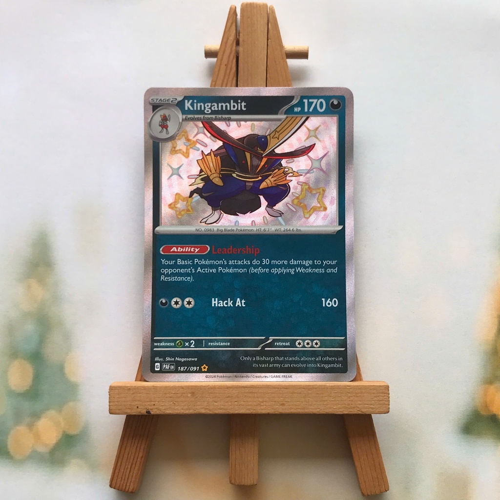 Thẻ hình Pokemon Kingambit 187/091 - Lá bài lẻ Paldean Fates Shiny Rare tiếng Anh chính hãng