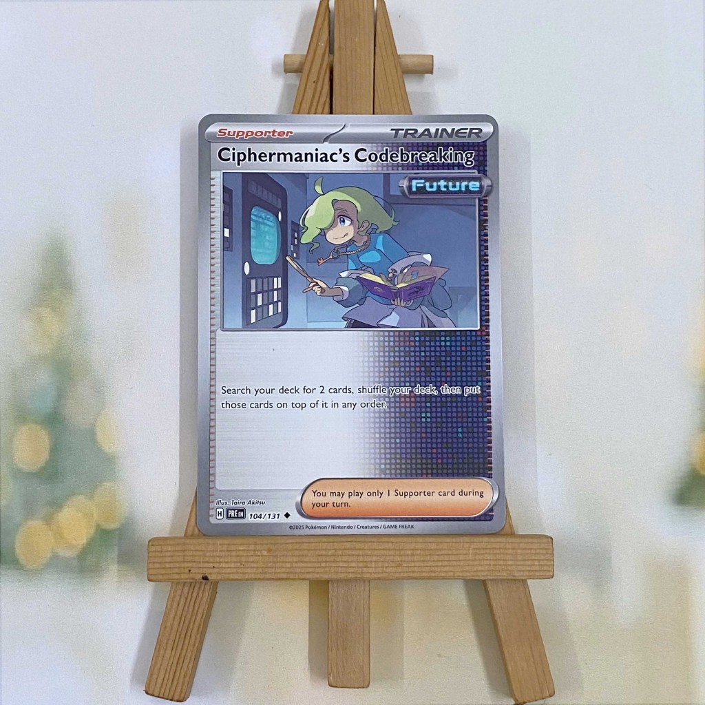 Thẻ hình Pokemon Ciphermaniac's Codebreaking 104/131 - Lá bài lẻ Prismatic Evolutions Uncommon Reverse Holo tiếng Anh chính hãng