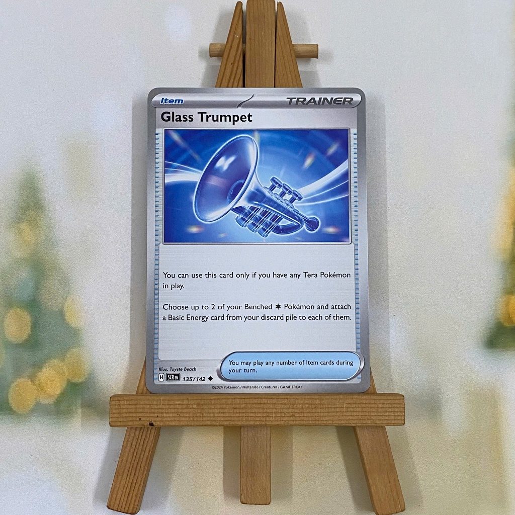 Thẻ hình Pokemon Glass Trumpet 135/142 - Lá bài lẻ Stellar Crown Uncommon Reverse Holo tiếng Anh chính hãng