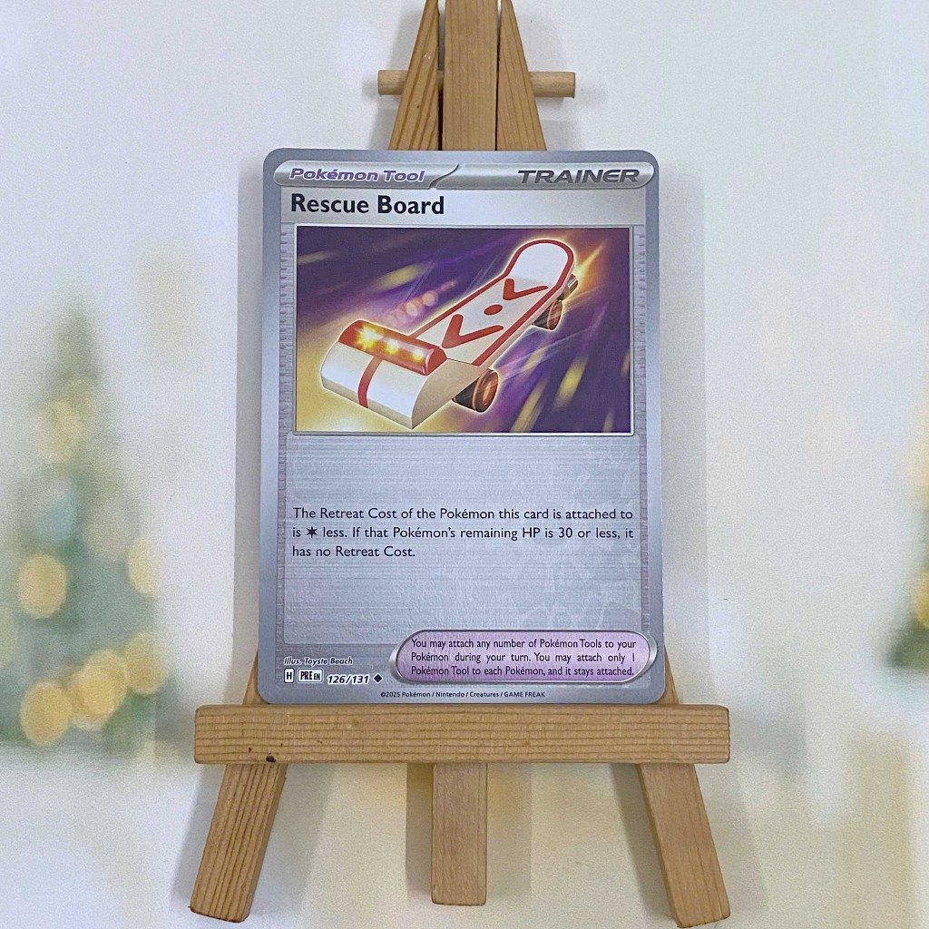 Thẻ hình Pokemon Rescue Board 126/131 - Lá bài lẻ Prismatic Evolutions Uncommon Reverse Holo tiếng Anh chính hãng