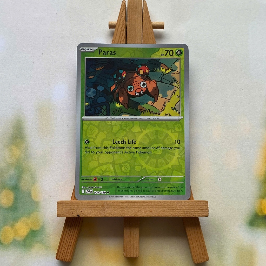 Thẻ hình Pokemon Paras 004/159 - Lá bài lẻ Journey Together Common Reverse Holo tiếng Anh chính hãng